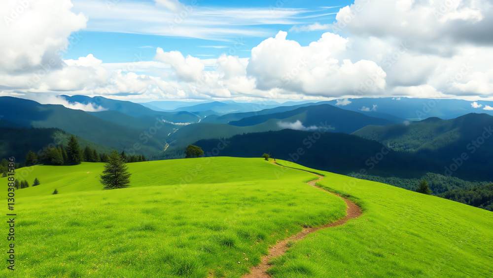 Obraz premium Serene Mountain Landscape with Winding Path