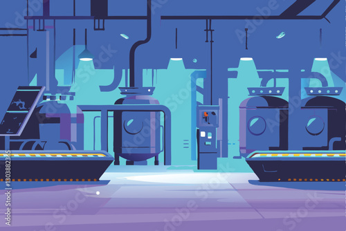 Futuristic factory showcasing advanced technology converting urban waste into sustainable biofuel; sleek design, robotic arms, bioreactor vats.