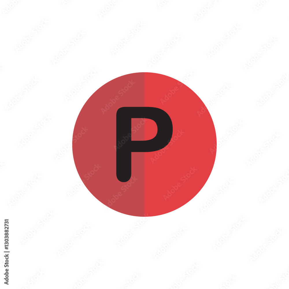 single icon vector circle red P sign with white background single icon vector circle red P sign with white background