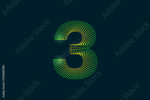 Creative style Number three (3) abstract vector illustration isolated on dark background - EPS 10