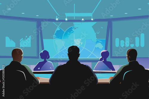 Tense national security briefing; senior officials analyze critical digital warfare vulnerabilities & countermeasures.