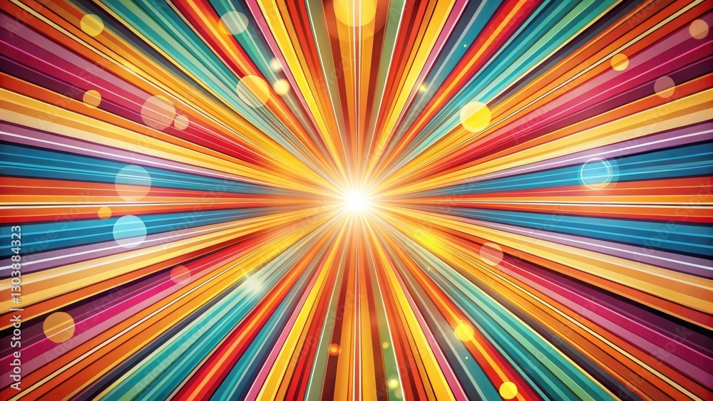 Retro Chic Vibrant 70s Abstract Striped Background with Bokeh Effect - Trendy Groovy Design in Contour Comic Style for Modern Aesthetic and Graphic Projects