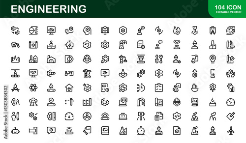 Engineering and Mechanical Icons. Comprehensive Collection for Structural, Civil, and Electrical Engineering Projects