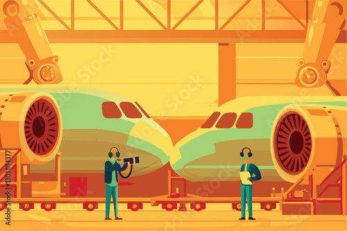 Illustrate a cutting-edge aerospace manufacturing facility, showcasing advanced robotic systems and cleanroom environments.  Emphasis on sleek, modern architecture.