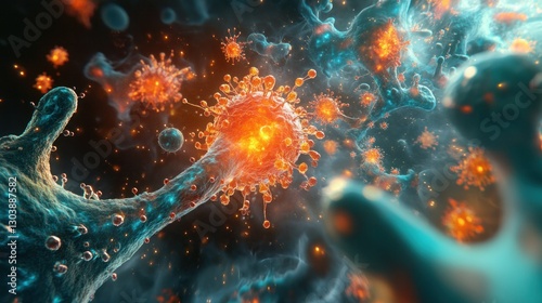 A highly detailed molecular depiction of antibiotics preventing bacterial cell division