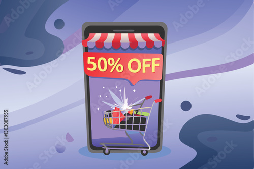 Design a vibrant app screen showcasing massive discounts on diverse products.  Include prominent sale banners and user-friendly interface elements.