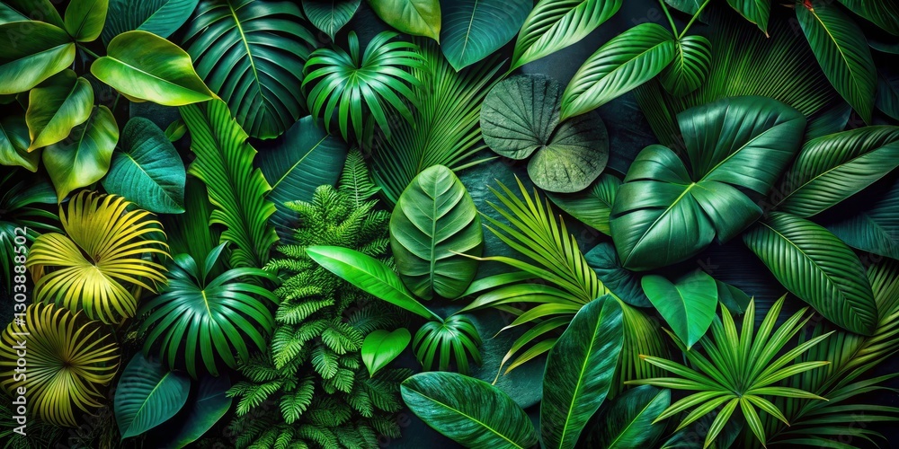 Naklejka premium Tropical Foliage Banner for Beauty and Travel Promotions