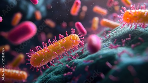 A scientific depiction of antibiotics binding to bacterial nucleic acids