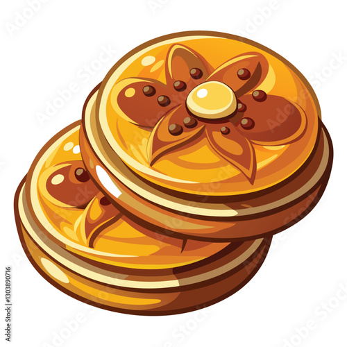 Close-up shot of golden-brown, crispy Hotteok, Korean sweet pancakes, filled with a delicious brown sugar syrup.  Show the texture and filling.