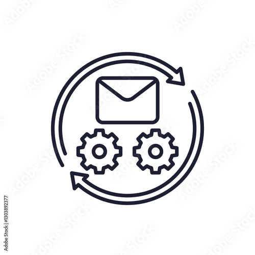 email automation line icon, automating mail delivery