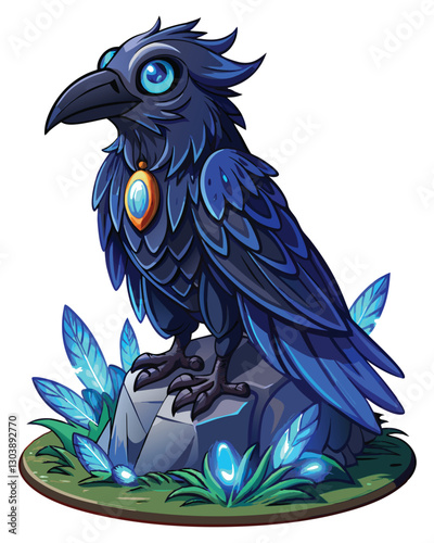 A majestic midnight black raven spirit, detailed deep black feathers, mystical, dark, gothic, night, fantasy art.