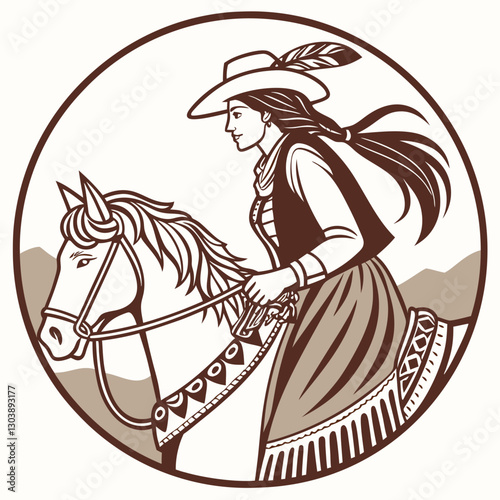 Retro Cowgirl Bundle SVG Vintage Bohemian Western Boho Chic Women Horse Illustration Cowboy Bronco Rodeo