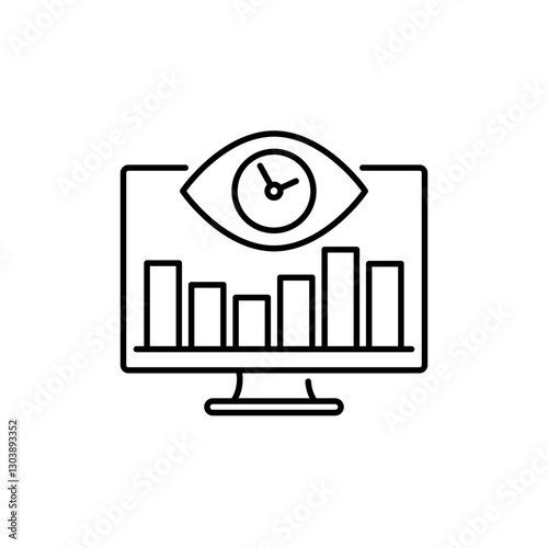 screen time line icon with eye