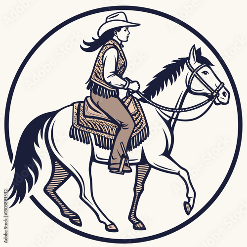 Retro Cowgirl Bundle SVG Vintage Bohemian Western Boho Chic Women Horse Illustration Cowboy Bronco Rodeo
