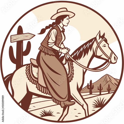 Retro Cowgirl Bundle SVG Vintage Bohemian Western Boho Chic Women Horse Illustration Cowboy Bronco Rodeo