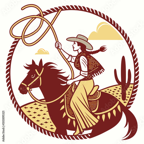 Retro Cowgirl Bundle SVG Vintage Bohemian Western Boho Chic Women Horse Illustration Cowboy Bronco Rodeo