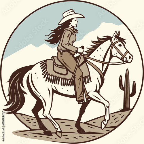 Retro Cowgirl Bundle SVG Vintage Bohemian Western Boho Chic Women Horse Illustration Cowboy Bronco Rodeo