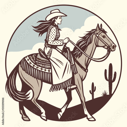 Retro Cowgirl Bundle SVG Vintage Bohemian Western Boho Chic Women Horse Illustration Cowboy Bronco Rodeo