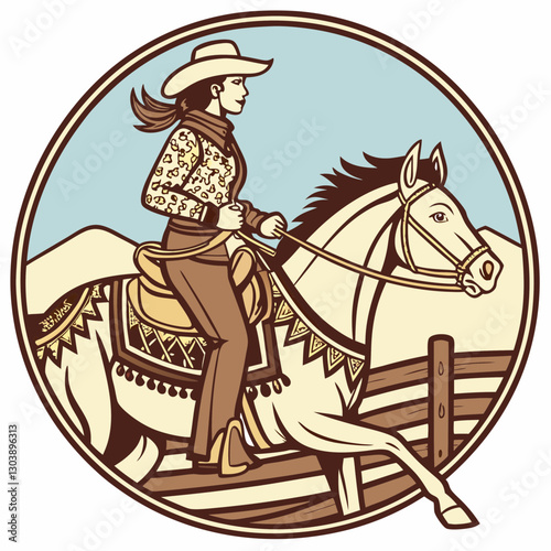 Retro Cowgirl Bundle SVG Vintage Bohemian Western Boho Chic Women Horse Illustration Cowboy Bronco Rodeo