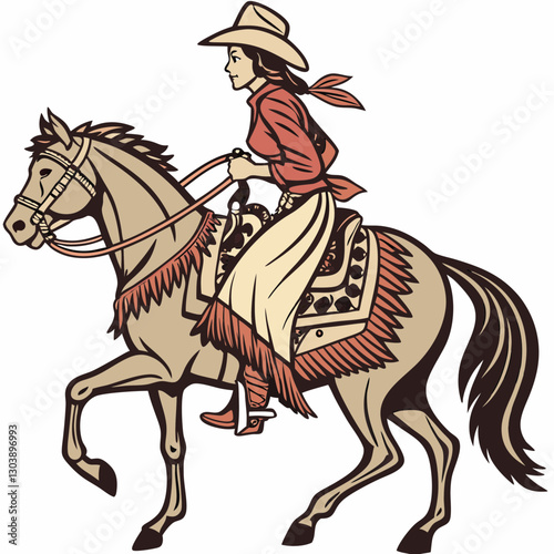 Retro Cowgirl Bundle SVG Vintage Bohemian Western Boho Chic Women Horse Illustration Cowboy Bronco Rodeo