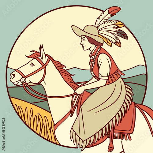 Retro Cowgirl Bundle SVG Vintage Bohemian Western Boho Chic Women Horse Illustration Cowboy Bronco Rodeo