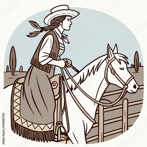 Retro Cowgirl Bundle SVG Vintage Bohemian Western Boho Chic Women Horse Illustration Cowboy Bronco Rodeo