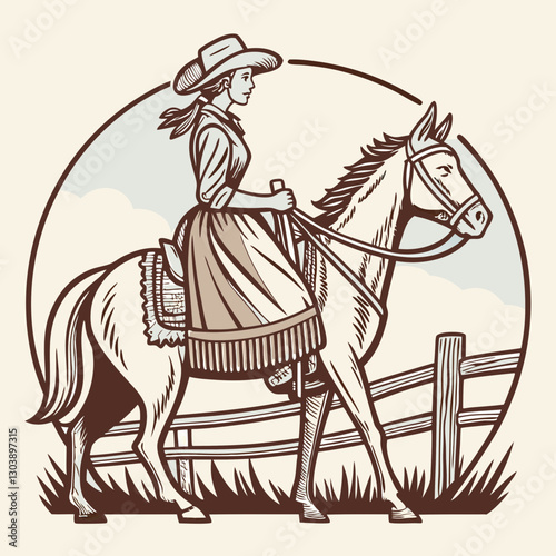Retro Cowgirl Bundle SVG Vintage Bohemian Western Boho Chic Women Horse Illustration Cowboy Bronco Rodeo