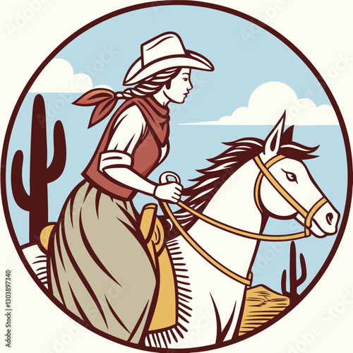 Retro Cowgirl Bundle SVG Vintage Bohemian Western Boho Chic Women Horse Illustration Cowboy Bronco Rodeo