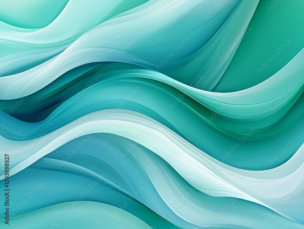 Abstract Teal and White Wave Background Swirling Fluid Design Modern Art Abstract Teal and White Wave Background Swirling Fluid Design Modern Art