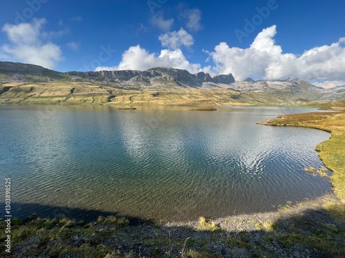 The alpine lake Tannensee or Tannen Lake in the Uri Alps mountain massif, Kerns - Canton of Obwalden, Switzerland (Kanton Obwald, Schweiz) photo