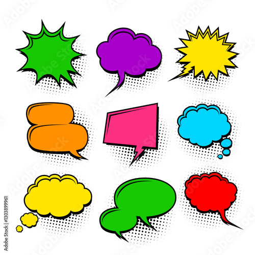 Retro empty comic speech bubbles set