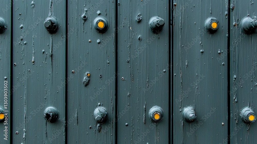 Obraz premium Weathered Gray Wood Plank Wall Texture with Metal Bolts