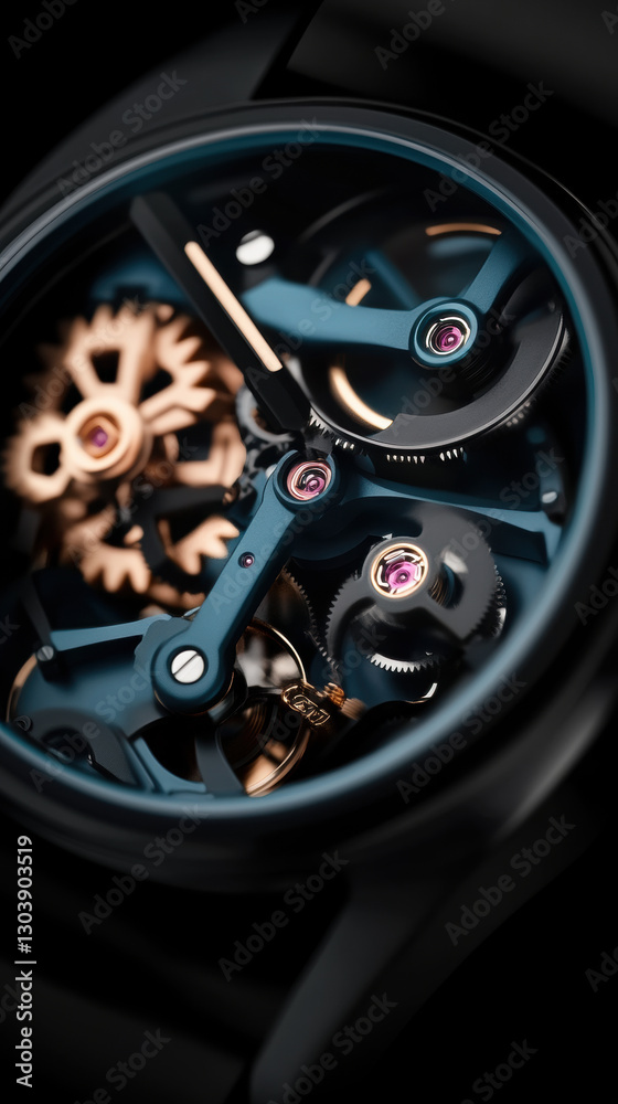 Intricate Mechanical Watch Gears in Close Up Detail Intricate Mechanical Watch Gears in Close Up Detail