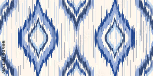 Ethnic ikat seamless pattern.beautiful pattern. floral embroidery, bohemian style, abstract flower art print. ethnic ikat abstract art. seamless fabric. ikat design for fabric, wallpaper, clothing.