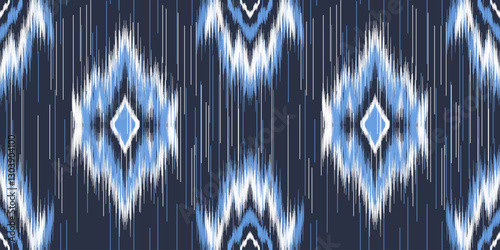 Ethnic ikat seamless pattern.beautiful pattern. floral embroidery, bohemian style, abstract flower art print. ethnic ikat abstract art. seamless fabric. ikat design for fabric, wallpaper, clothing.