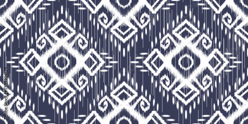 Ethnic ikat seamless pattern.beautiful pattern. floral embroidery, bohemian style, abstract flower art print. ethnic ikat abstract art. seamless fabric. ikat design for fabric, wallpaper, clothing.