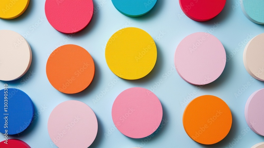 Colorful Circles Abstract Background: A vibrant display of multicolored circles arranged in a visually appealing pattern against a light blue backdrop. Colorful Circles Abstract Background: A vibrant display of multicolored circles arranged in a visually appealing pattern against a light blue backdrop.