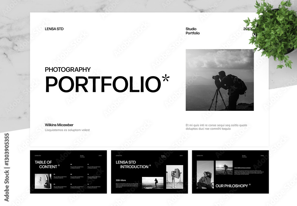 Black And White Photographer Portfolio Stock Template | Adobe Stock