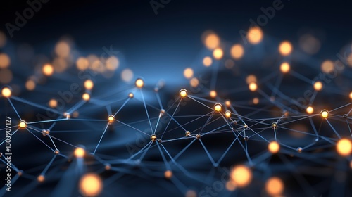 Abstract Network of Connected Nodes, representing High Technology Infrastructure