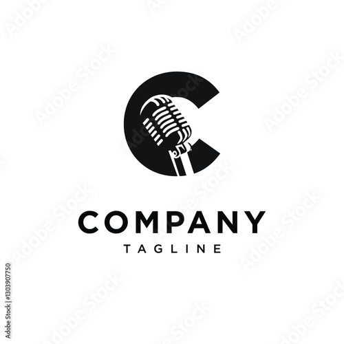 Letter C Microphone Logo Icon Vector