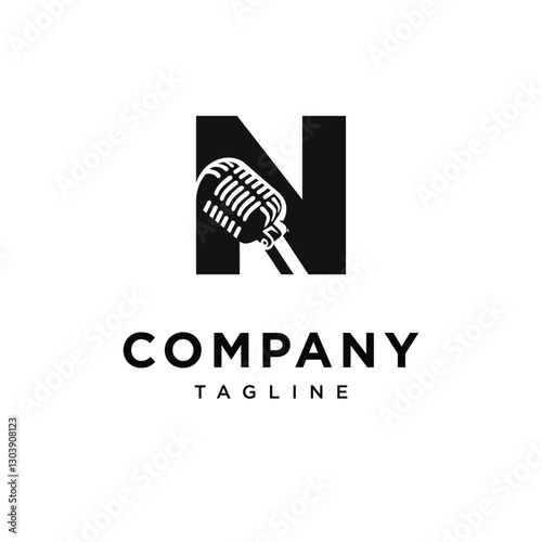 Letter N Microphone Logo Icon Vector