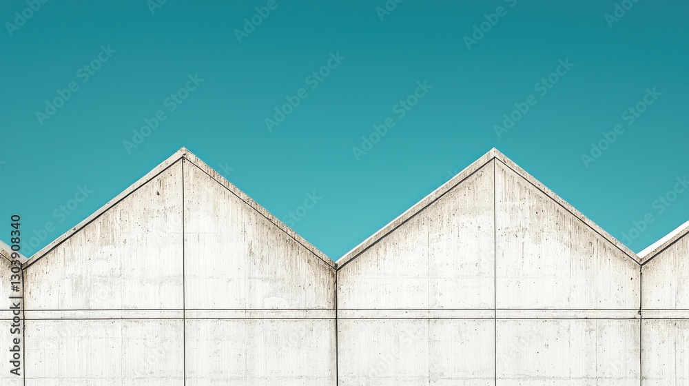 Abstract Architectural Concrete Structure Against a Teal Sky