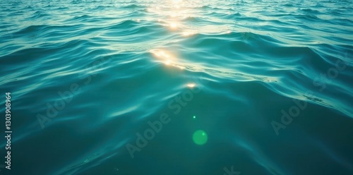 Deep teal sea, soft sunlight illuminating surface ripples, spa, rest