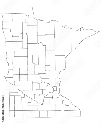 Minnesota Map. High detailed illustration map - outline Minnesota State Map