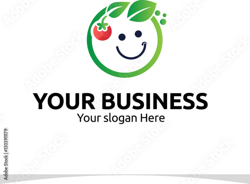 Wallpaper Mural cheerful logo showcasing a smiling face formed by a leaf and vegetable shapes for you company Torontodigital.ca