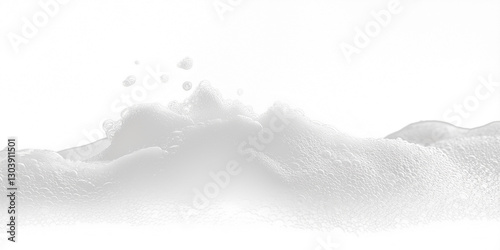 White Soap Foam Splashing on Transparent Background - Hygiene and Cleaning Concept