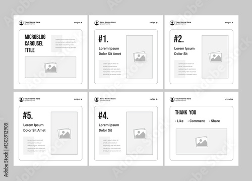 Microblog carousel slides template for social media. Tips sharing Instagram carousel template or LinkedIn carousel banner post
