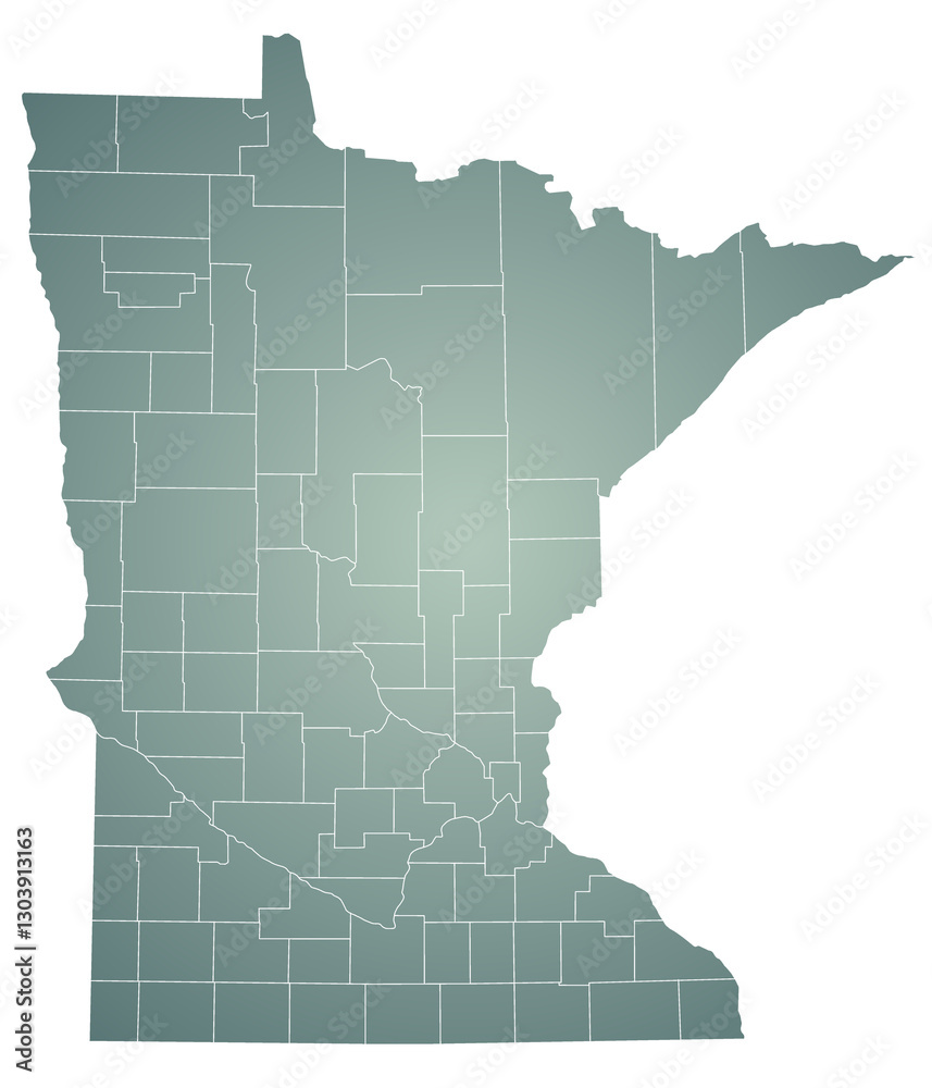 Fototapeta premium Minnesota administrative map. counties map of Minnesota, blank Map, empty Minnesota Map. minn, mn
