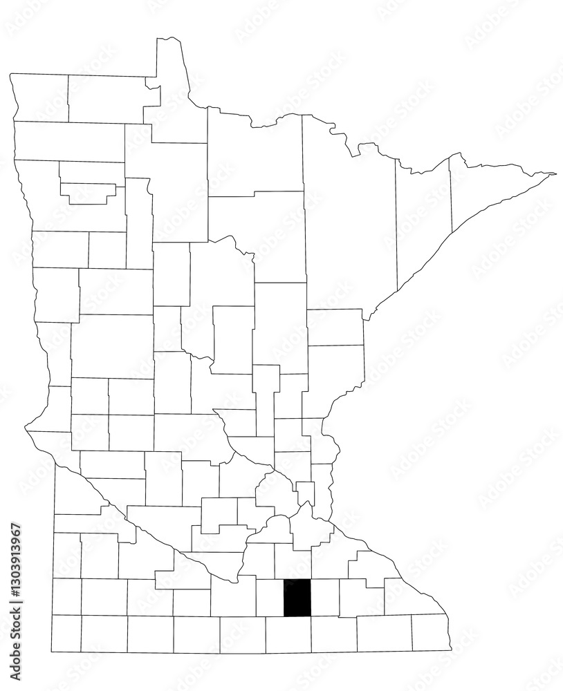 Fototapeta Map of Steele County in Minnesota state on white background. single County map highlighted by black colour on Minnesota map. UNITED STATES, US