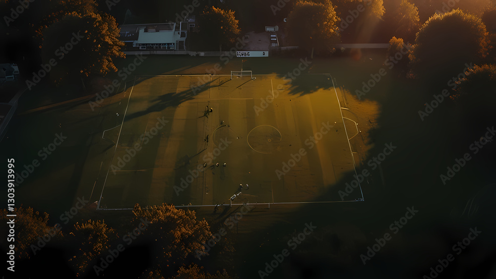 custom made wallpaper toronto digitalFootball Stadium at Sunset – Aerial Perspective